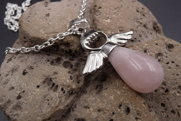 Collier "Mon Ange gardien" en Quartz rose du Brésil