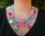 Collier multirangs bohème boho gipsy avec pompons et perles