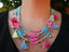 Collier multirangs bohème boho gipsy avec pompons et perles
