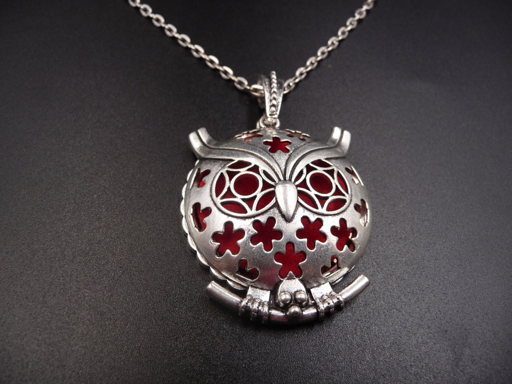 Collier aromathérapie avec pendentif chouette hibou diffuseur de parfum