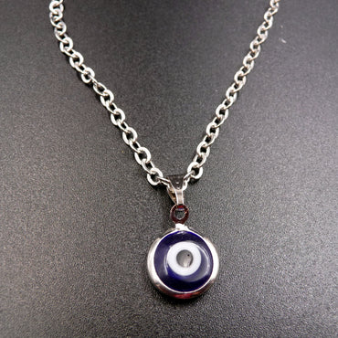 Collier argenté mixte Adultes/Enfants - Oeil turc Porte Bonheur