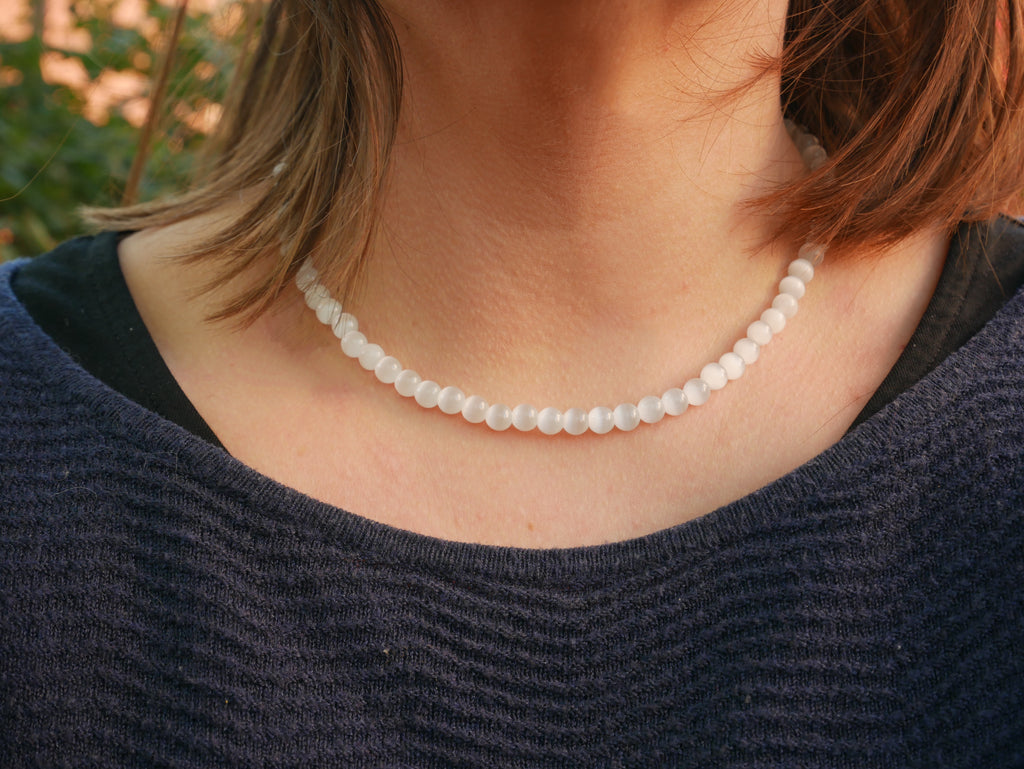 Collier Ras de cou en Pierre de Lune du Sri Perles de