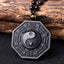 Collier pendentif Bagua Yin Yang en obsidienne noire véritable