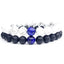 Bracelets de distance / couples - Lapis Lazuli, Agate noire et Howlite blanche 8 mm