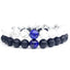 Bracelets de distance / couples - Lapis Lazuli, Agate noire et Howlite blanche 6 mm