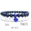 Bracelets de distance / couples - Lapis Lazuli, Agate noire et Howlite blanche 8 mm