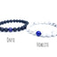 Bracelets de distance / couples - Lapis Lazuli, Agate noire et Howlite blanche 8 mm