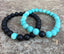 Bracelets de distance / couples - Agate noire et Howlite turquoise