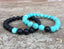 Bracelets de distance / couples - Agate noire et Howlite turquoise