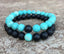 Bracelets de distance / couples - Agate noire et Howlite turquoise