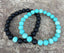 Bracelets de distance / couples - Agate noire et Howlite turquoise