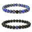 Bracelets de distance / couples - Agate noire et Lapis Lazuli 6 mm