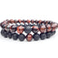 Bracelets de distance / couples - Agate noire et Oeil de Taureau 8 mm