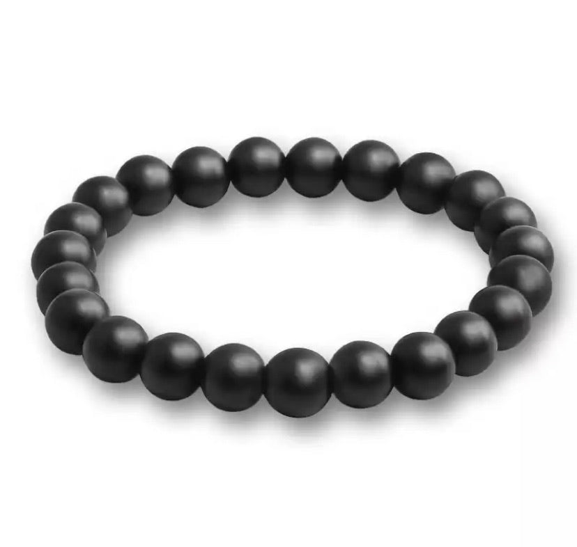 Bracelet en Agate Noire 8 mm - Bien-être et harmonie