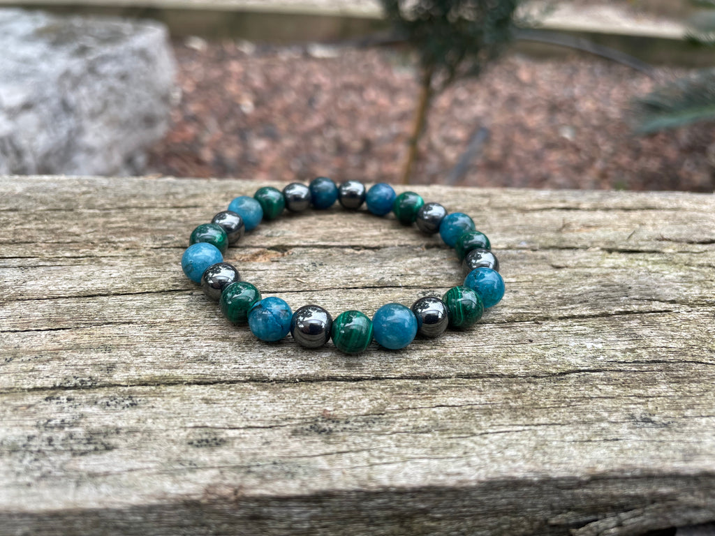 Bracelet en Malachite, Hématite et Apatite 8 mm