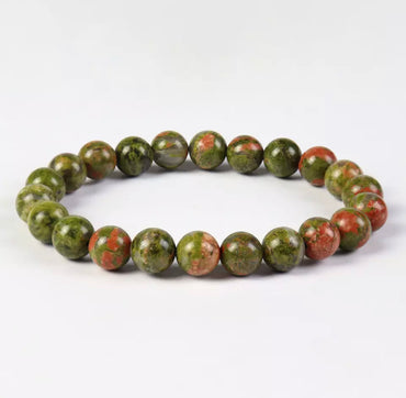 Bracelet élastique Lithothérapie en Unakite