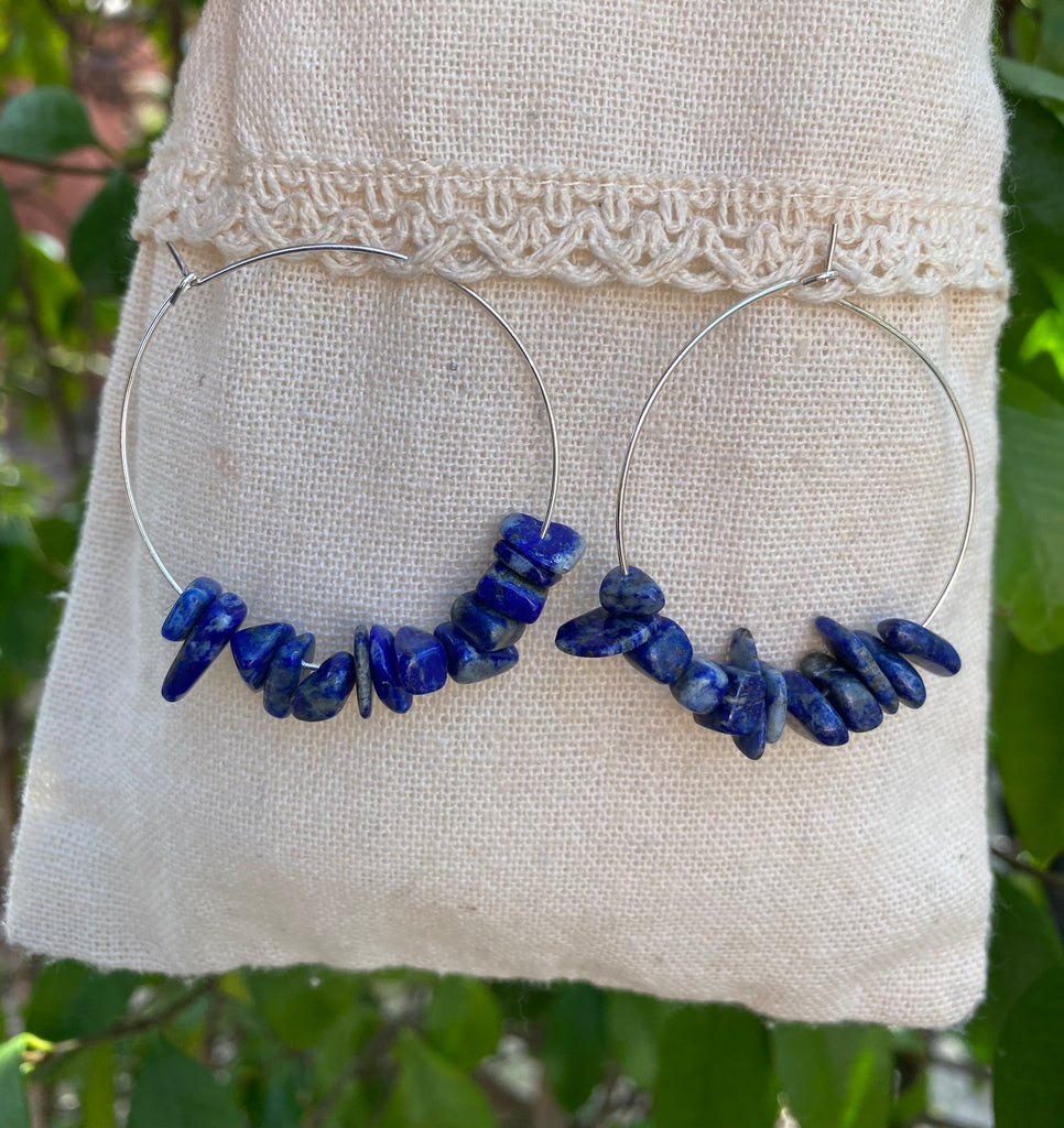 Boucles d'oreilles forme créole en Lapis Lazuli