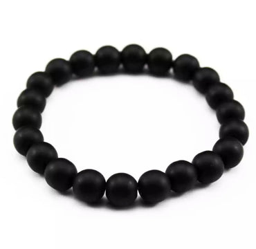 Bracelet en Agate Noire 8 mm - Bien-être et harmonie
