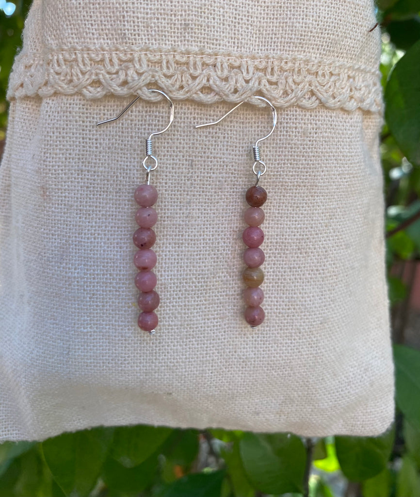 Boucles d'oreilles pendantes en Rhodochrosite