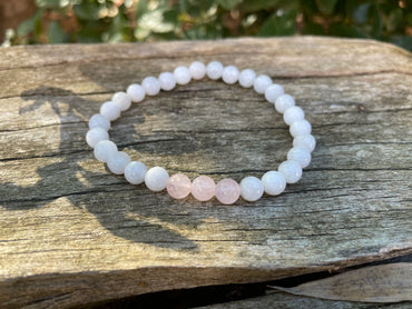 Bracelet Pierre de Lune et Quartz rose 6 mm