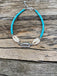 Chaîne de cheville coquillage cauri argenté et perles en howlite turquoise