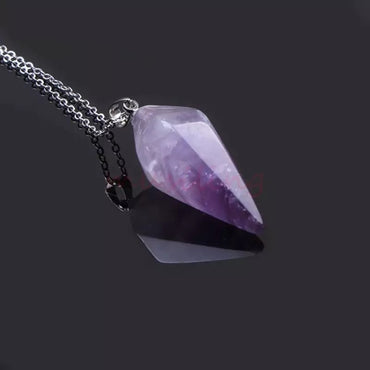 Collier avec pendentif en Améthyste naturelle style pendule