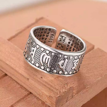 Bague mantra tibétaine en argent 999