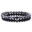 Bracelets de distance / couples - Agate noire et Labradorite 6 mm