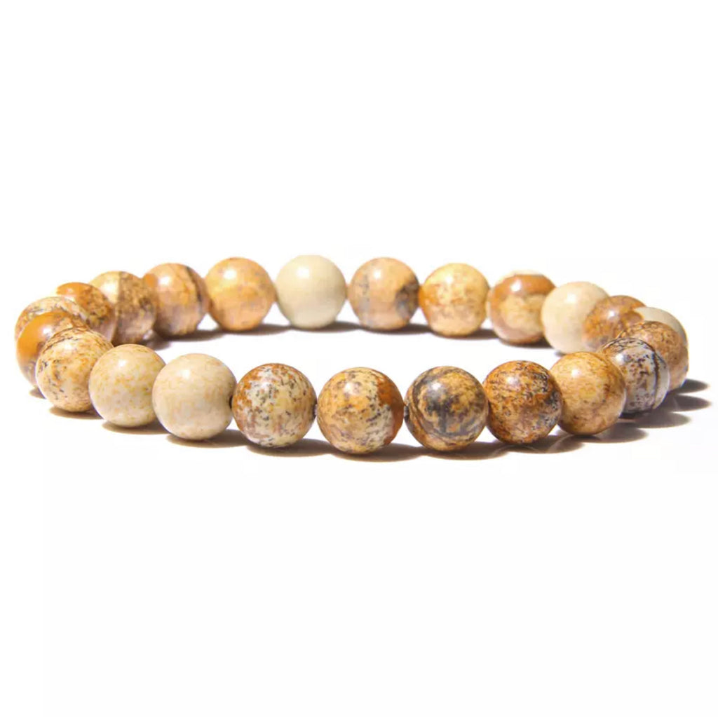 Bracelet élastique Lithothérapie en Jaspe Image ou Jaspe Paysage