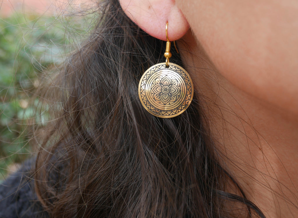 Boucles d'oreilles Deshnoke orientales artisanat Inde