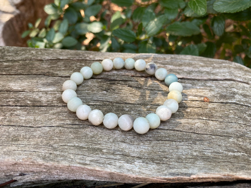 Bracelet en Amazonite naturelle 8 mm- Apaisement et anti-stress