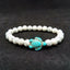 Bracelet en pierre véritable Howlite Blanche 8 mm + tortue Amérindienne en Turquoise