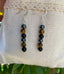 Boucles d'oreilles pendantes en Triple protection Oeil de tigre, Hématite et Onyx