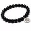 Bracelet Mala Tibétain en Onyx naturel 8 mm et breloque Lotus