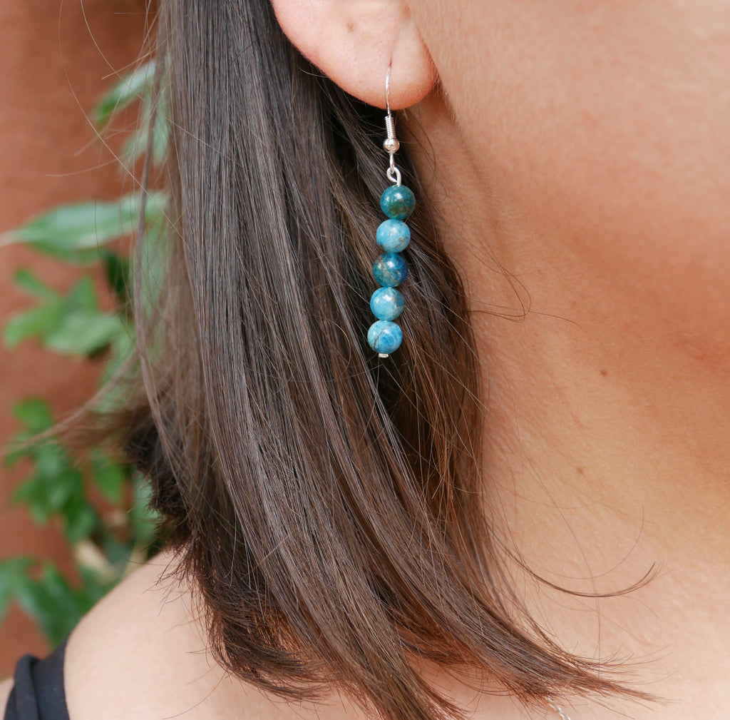 Boucles d'oreilles pendantes en Apatite naturelle