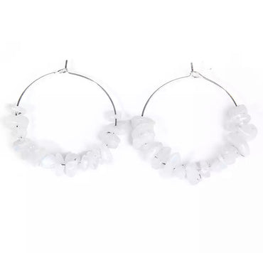 Boucles d'oreilles forme créole en Pierre de Lune