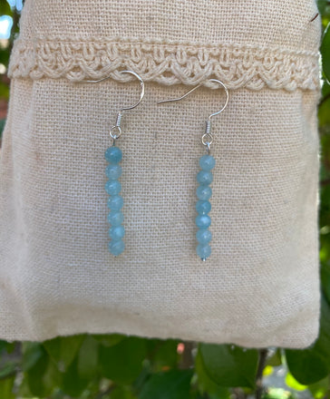 Boucles d'oreilles pendantes en Aigue Marine