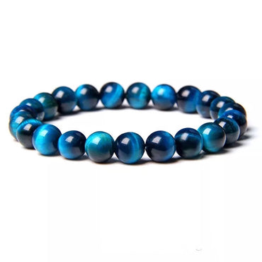 Bracelet Oeil de Tigre bleu naturel - boules 6 mm