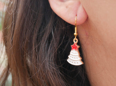 Boucles d'oreilles sapin de Noël rouge