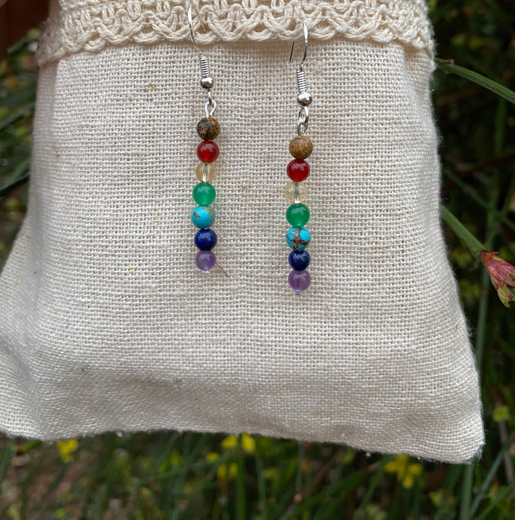 Boucles d'oreilles pendantes 7 chakras