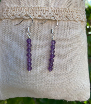 Boucles d'oreilles pendantes en Améthyste