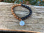 Bracelet élastique en bois Wengé, onyx mat et breloque Arbre de vie