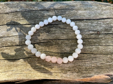 Bracelet Pierre de Lune et Quartz rose 6 mm