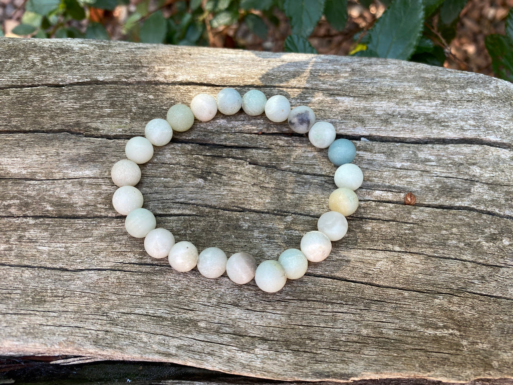 Bracelet en Amazonite naturelle 8 mm- Apaisement et anti-stress