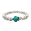 Bracelet en pierre véritable Howlite Blanche 8 mm + tortue Amérindienne en Turquoise