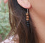 Boucles d'oreilles pendantes en Agate noire mate et bois Wengé
