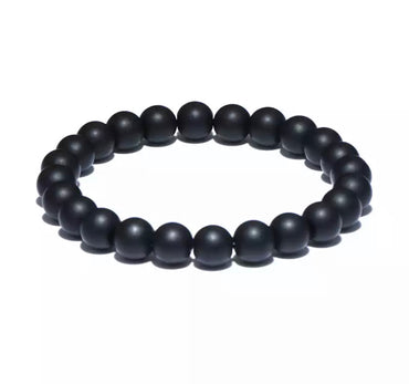 Bracelet en Agate Noire 8 mm - Bien-être et harmonie