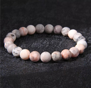 Bracelet en Jaspe Zèbre Rose 8 mm-