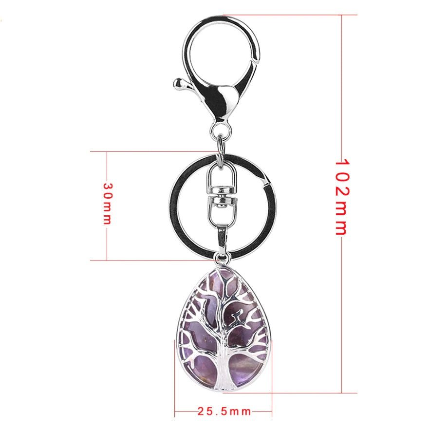 Porte-clefs / bijou de sac en Améthyste - Arbre de vie