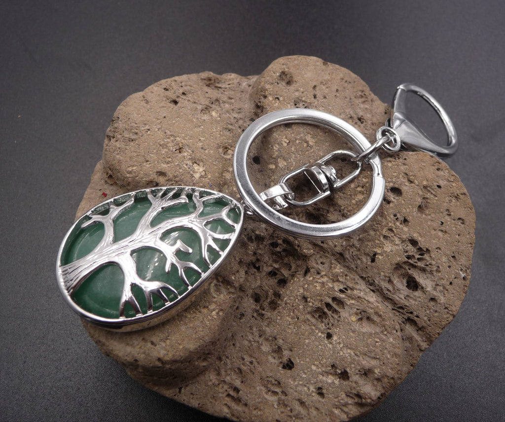 Porte-clefs / bijou de sac en Aventurine - Arbre de vie